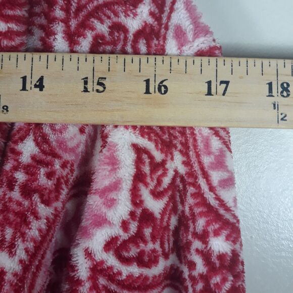 Lucky Brand Bathrobe Women Medium Red White  Floral Pockets Tie Soft - Picture 4 of 10